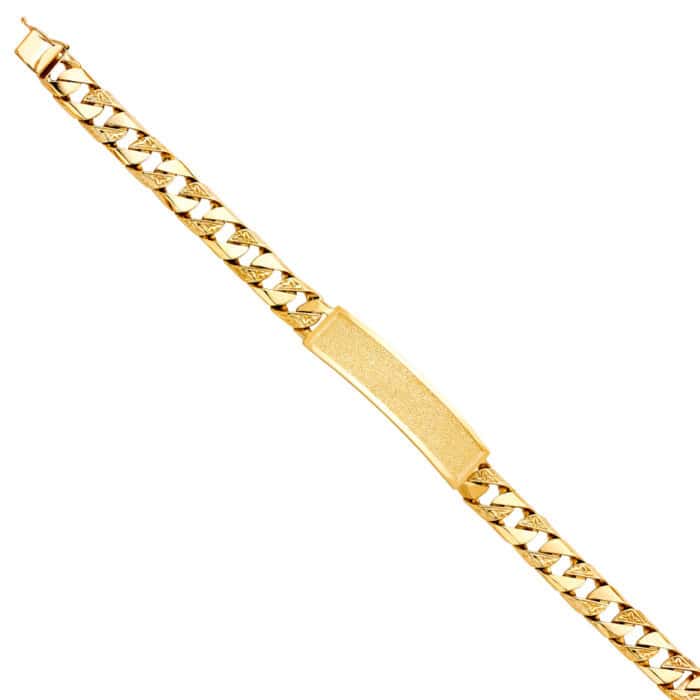 14K Yellow Gold Nugget Cuban Link ID Bracelet - 8.5"