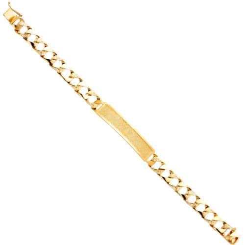 14K Yellow Gold Nugget Cuban Link ID Bracelet - 8.5"