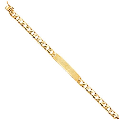 14K Yellow Gold Nugget Cuban Link ID Bracelet - 8.5"
