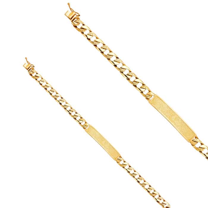 14K Yellow Gold Nugget Cuban Link ID Bracelet - 8.5" - Image 2