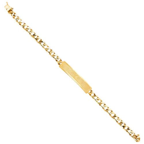 14K Yellow Gold Nugget Cuban Link ID Bracelet - 8"