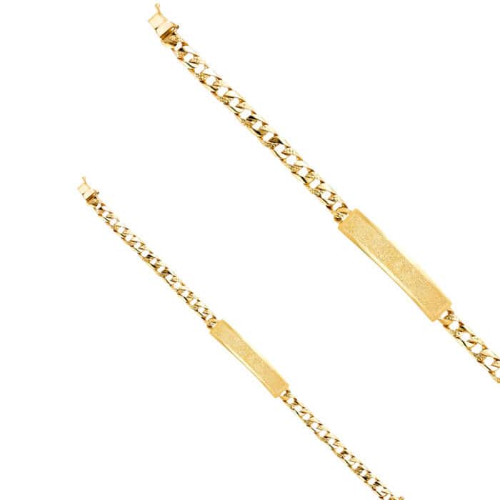 14K Yellow Gold Nugget Cuban Link ID Bracelet - 8" - Image 2