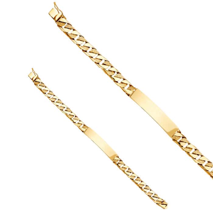 14K Yellow Gold Nugget Cuban Link ID Bracelet - 8.5" - Image 2