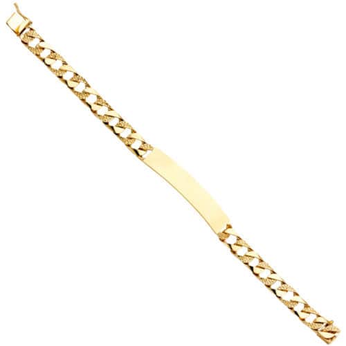 14K Yellow Gold Nugget Cuban Link ID Bracelet - 8.5"