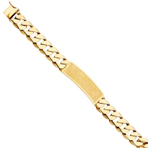 14K Yellow Gold Cuban Link ID Bracelet - 9"