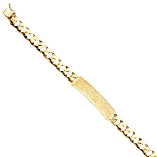 14K Yellow Gold Cuban Link ID Bracelet - 8.5"