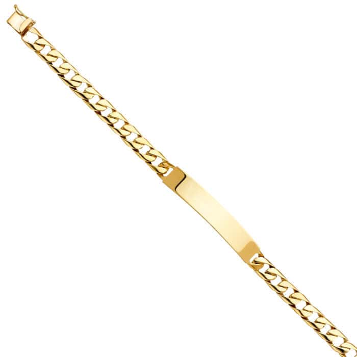 14K Yellow Gold Cuban Link ID Bracelet - 8"