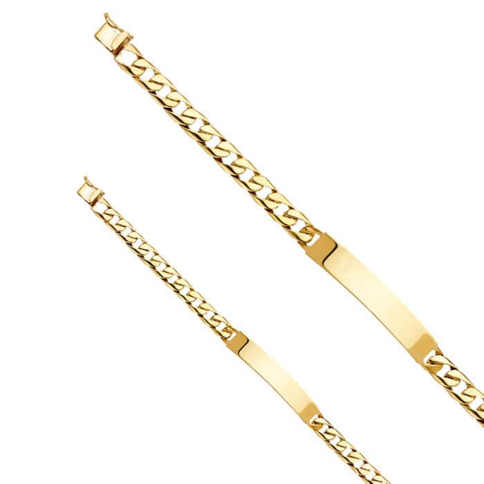14K Yellow Gold Cuban Link ID Bracelet - 8" - Image 2