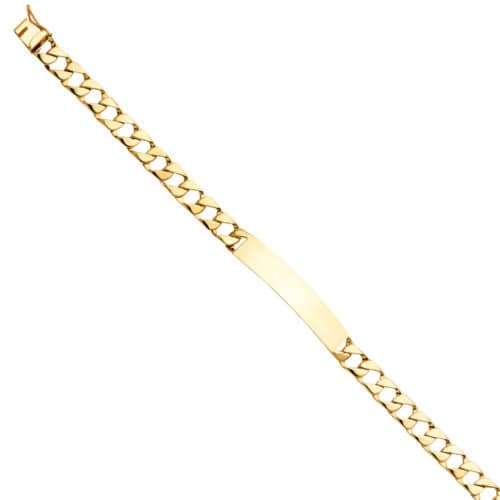 14K Yellow Gold Cuban Link ID Bracelet - 8"