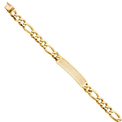 14K Yellow Gold Figaro Link ID Bracelet - 8.5"