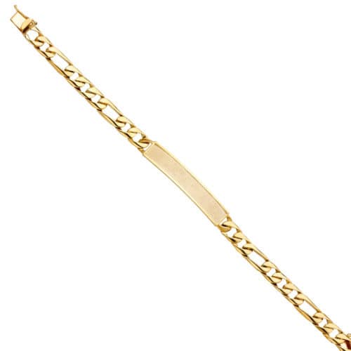 14K Yellow Gold Figaro Link ID Bracelet - 8"