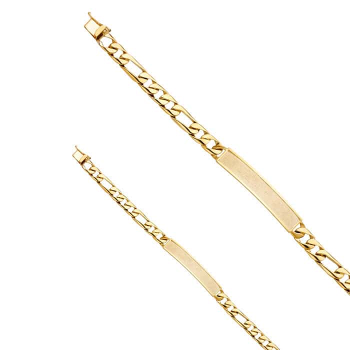 14K Yellow Gold Figaro Link ID Bracelet - 8" - Image 2
