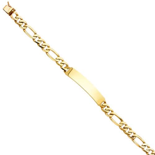 14K Yellow Gold Figaro Link ID Bracelet - 8"