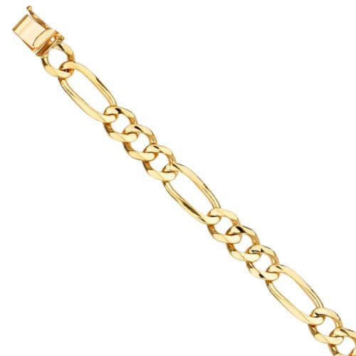 14K Yellow Gold Figaro Link Bracelet - 8"