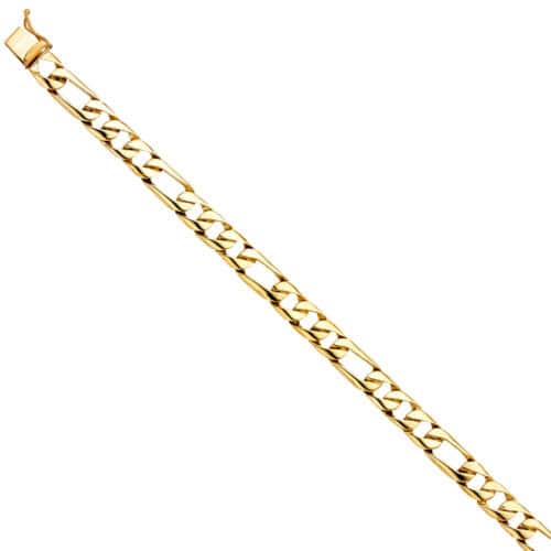 14K Yellow Gold Figaro Link Bracelet - 8"