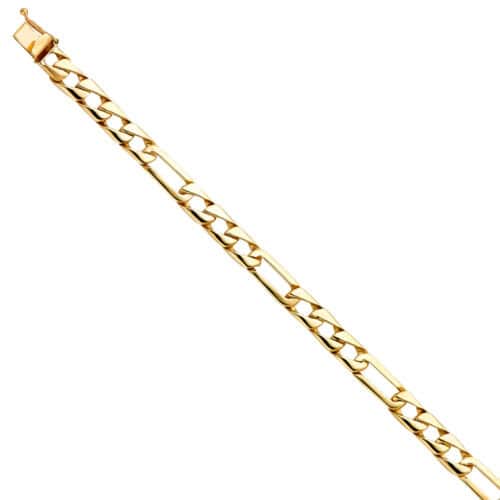 14K Yellow Gold Figaro Link Bracelet - 8"