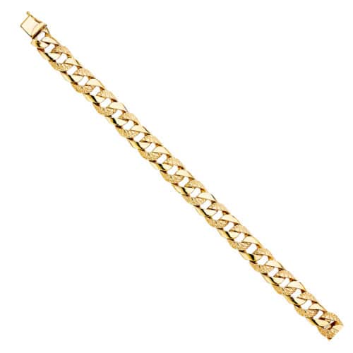 14K Yellow Gold Nugget Cuban Link Bracelet - 8.5"