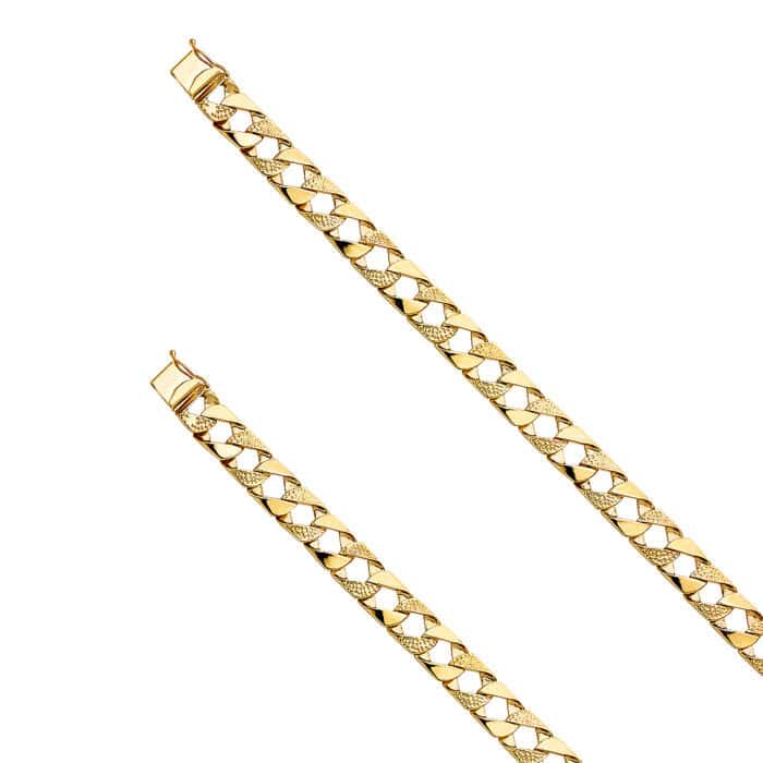 14K Yellow Gold Nugget Cuban Link Bracelet - 8.5" - Image 2