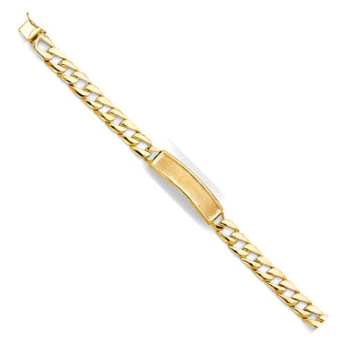 14K Yellow Gold Stamp Cuban Link ID Bracelet - 8"