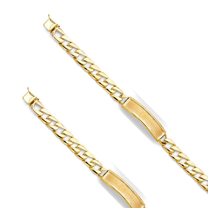 14K Yellow Gold Stamp Cuban Link ID Bracelet - 8" - Image 2