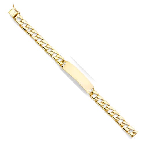 14K Yellow Gold Stamp Figaro Link ID Bracelet - 8"