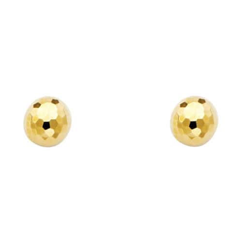 14K Yellow Gold 7mm Disco Ball Earrings W/PB