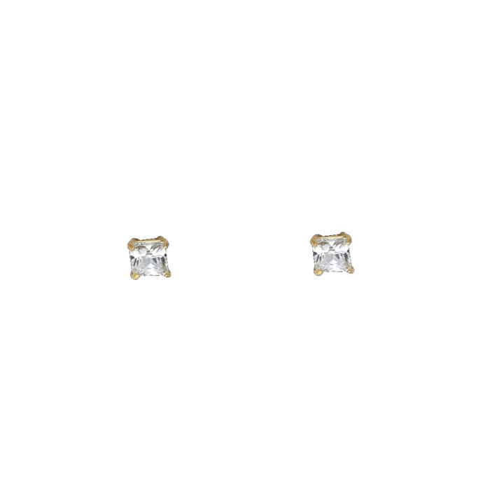 14K Yellow Gold 3mm SQ Basket Stud Earrings w/Screw