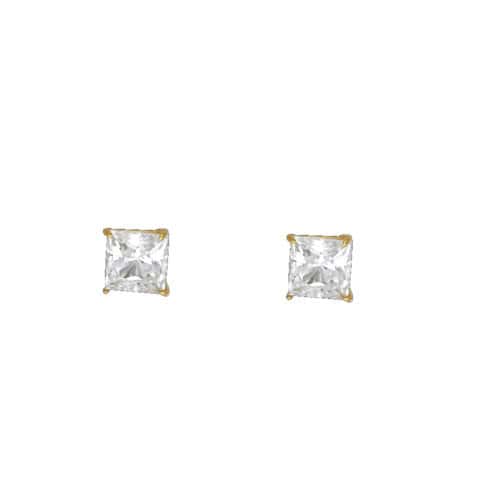 14K Yellow Gold 5mm SQ Basket Stud Earrings w/Screw