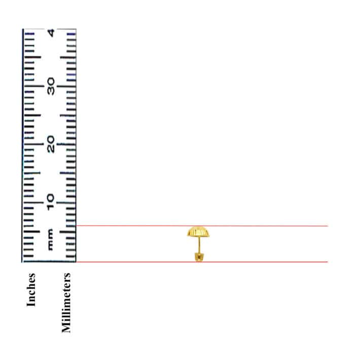 14K Yellow Gold 5mm Screw Fluted Half Ball Earrings w/Screw - Image 4