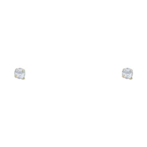 14K Yellow Gold 3mm RD Cubic Zirconia Stamp Stud Earrings w/Screw(MAR)