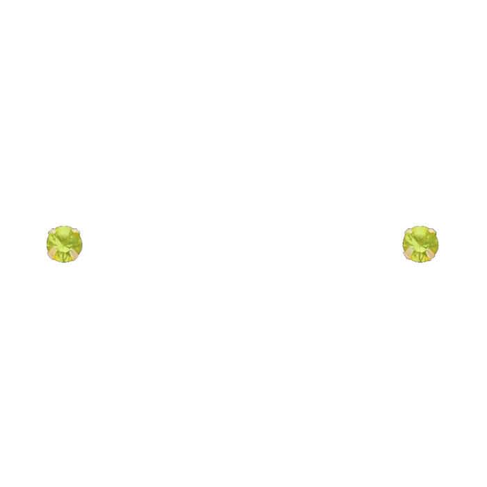 14K Yellow Gold 3mm RD Cubic Zirconia Stamp Stud Earrings w/Screw(AUG)