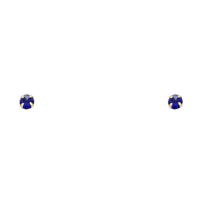 14K Yellow Gold 3mm RD Cubic Zirconia Stamp Stud Earrings w/Screw(SEP)