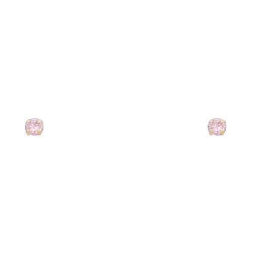 14K Yellow Gold 3mm RD Cubic Zirconia Stamp Stud Earrings w/Screw(OCT)