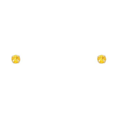 14K Yellow Gold 3mm RD Cubic Zirconia Stamp Stud Earrings w/Screw(NOV)