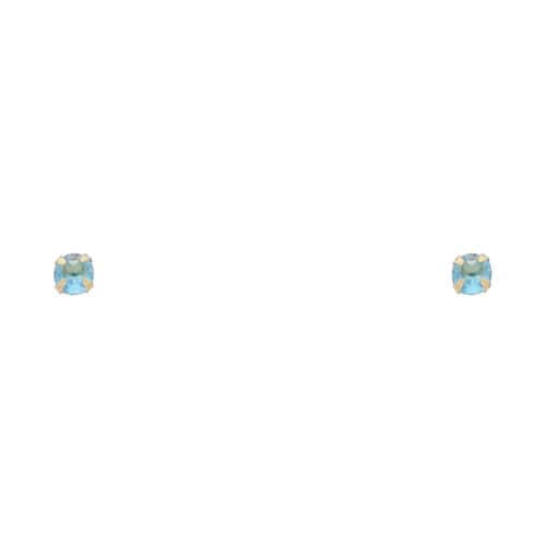 14K Yellow Gold 3mm RD Cubic Zirconia Stamp Stud Earrings w/Screw(DEC)
