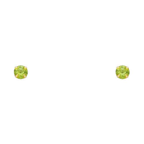 14K Yellow Gold 4mm RD Cubic Zirconia Stamp Stud Earrings w/Screw(AUG)