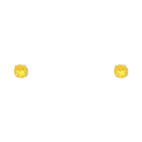 14K Yellow Gold 4mm RD Cubic Zirconia Stamp Stud Earrings w/Screw(NOV)
