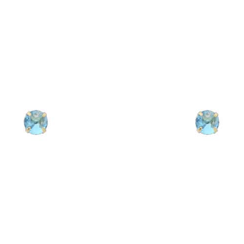14K Yellow Gold 4mm RD Cubic Zirconia Stamp Stud Earrings w/Screw(DEC)