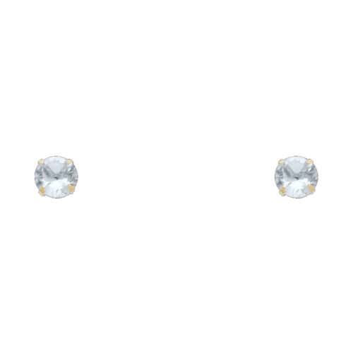 14K Yellow Gold 5mm RD Cubic Zirconia Stamp Stud Earrings w/Screw(MAR)