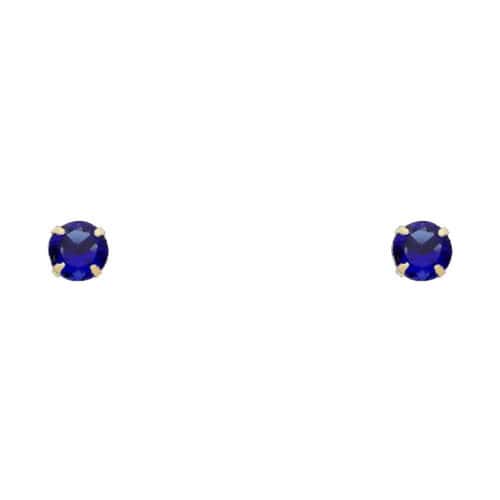 14K Yellow Gold 5mm RD Cubic Zirconia Stamp Stud Earrings w/Screw(SEP)