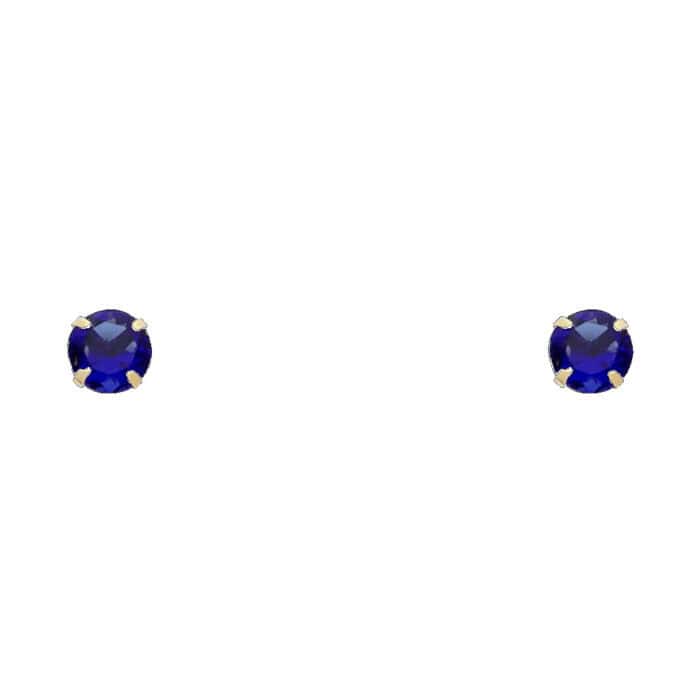 14K Yellow Gold 5mm RD Cubic Zirconia Stamp Stud Earrings w/Screw(SEP)
