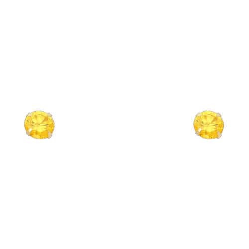 14K Yellow Gold 5mm RD Cubic Zirconia Stamp Stud Earrings w/Screw(NOV)