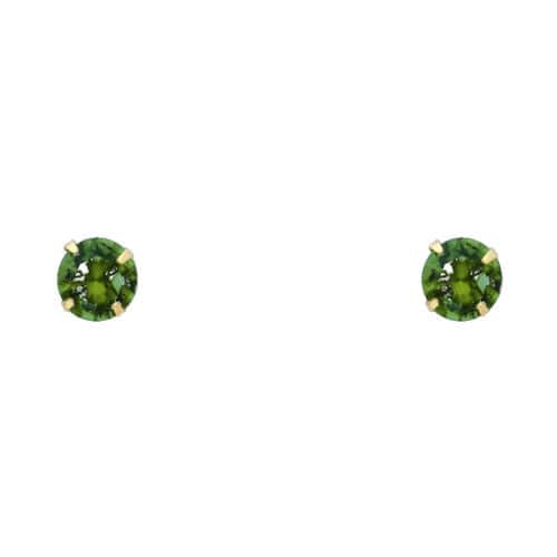 14K Yellow Gold 6mm RD Cubic Zirconia Stamp Stud Earrings w/Screw(MAY)