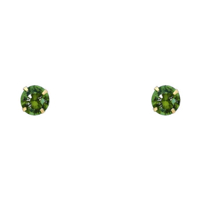 14K Yellow Gold 6mm RD Cubic Zirconia Stamp Stud Earrings w/Screw(MAY)