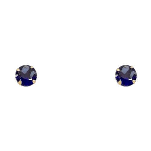 14K Yellow Gold 6mm RD Cubic Zirconia Stamp Stud Earrings w/Screw(SEP)