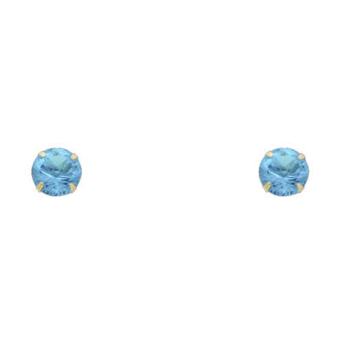 14K Yellow Gold 6mm RD Cubic Zirconia Stamp Stud Earrings w/Screw(DEC)
