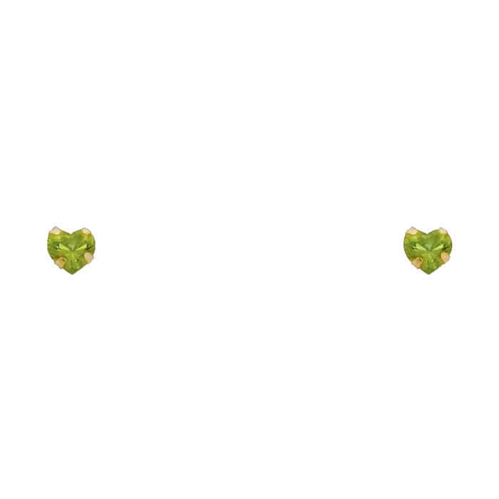 14K Yellow Gold 4mm Heart Cubic Zirconia Stamp Stud Earrings w/Screw (AUG)