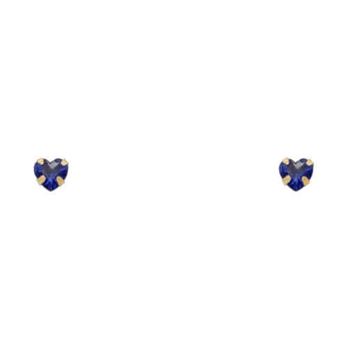 14K Yellow Gold 4mm Heart Cubic Zirconia Stamp Stud Earrings w/Screw (SEP)