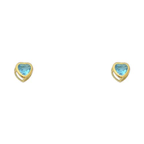 14K Yellow Gold 4mm Cubic Zirconia Heart Bezel Stud Earrings w/Screw(DEC)