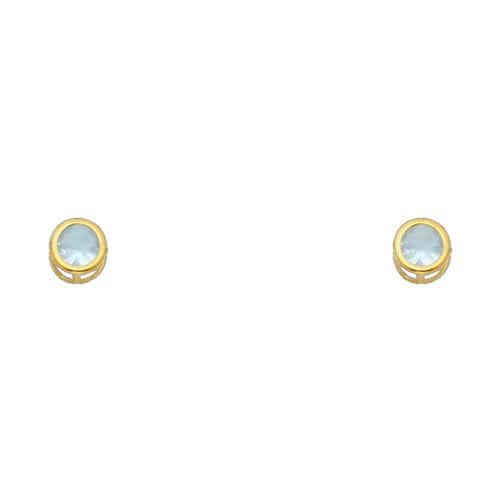 14K Yellow Gold 4mm RD Cubic Zirconia Bezel Stud Earrings w/Screw(MAR)